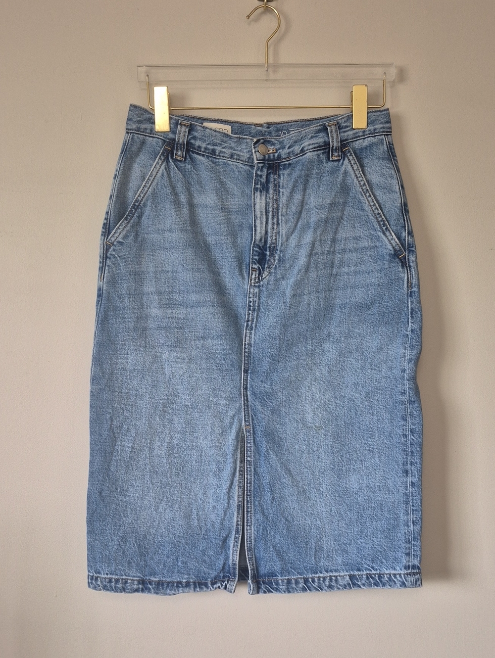 Pilcro Front Slit Blue Denim Skirt, Size 10 Knee Length Cotton Western - Picture 2 of 12